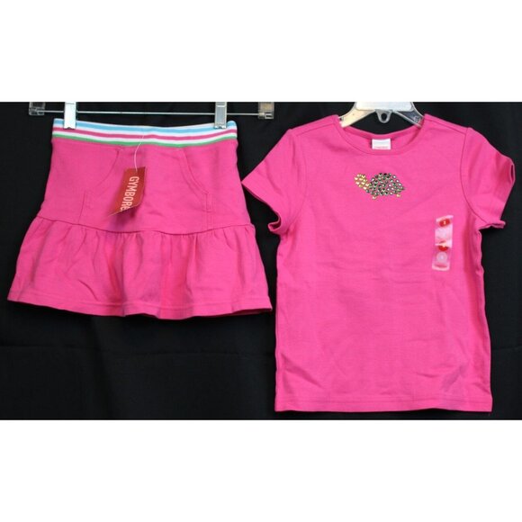 2008 Gymboree Tennis Match Outfit sz 5 NWT Girls Shirt Skort Pink Turtle Pockets - Picture 1 of 8